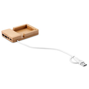 USB-2,0-концентратор и док-станция XUIX, 2-4 порта, бамбуковая подставка для телефона, комплект для зарядки - Product Image 5