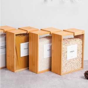 Vente en gros Organisateur de garde-manger personnalisé Distributeur de céréales en bambou pour pâtes en poudre - Product Image 4