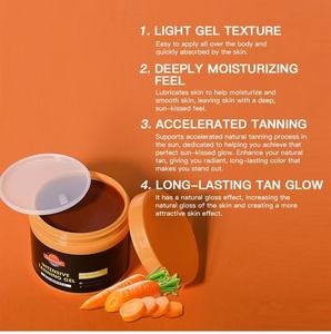 เจลทำผิวแทน118มล. แครอทน้ำมันหอมระเหยบริสุทธิ์เจลให้ความชุ่มชื้นผิวแทนด้วยตัวเองสำหรับการดูแลผิวกายชายหาดทุกสภาพผิวในฤดูร้อน - Product Image 6