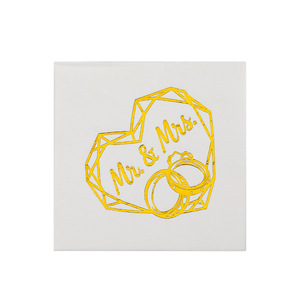 Mr & Mrs Wedding Napkins 250mm Square White Gold Foil Print Party Tableware - Product Image 5