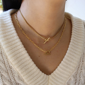 Gargantilla de perlas de agua dulce con broche de palanca, collar de cadena de acero inoxidable chapado en oro de 18k, joyería - Product Image 5