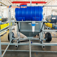 Poulailler mobile 15x5m avec roues, en acier galvanisé à chaud, grand espace, système d'alimentation automatique, équipement d'élevage avicole