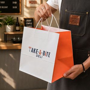 Bolsa de Papel Kraft Biodegradable y Reciclable con Logotipo Personalizado Impreso en Offset para Restaurante de Hot Dogs y Hamburguesas - Product Image 4