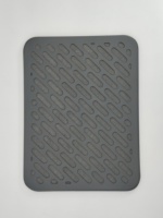 Tapis de séchage de vaisselle pliable Feepop en fibre de pulpe de diatomite écologique 60x39cm, motif vague, antidérapant, séchage rapide, pour cuisine
