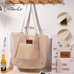 Sac à bandoulière pour l'été et les voyages en plein air, sac de voyage indispensable pour les sorties, sac de plage pliable avec sac à main en tissu maillé - Product Image 5