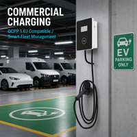 Borne de recharge murale AC 7 kW pour usage domestique et commercial, Type 2, contrôle par application avec écran, OCPP 1.6, Wi-Fi