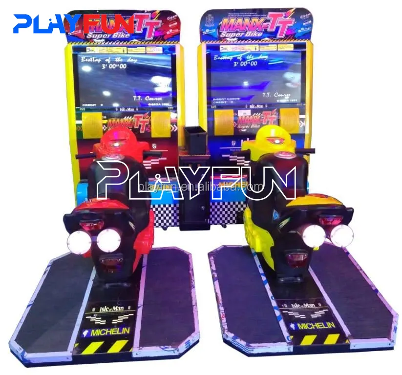 Indoor playground commercial game park india 32 LED Maxx TT single twin bike driving machine car racing game simulator