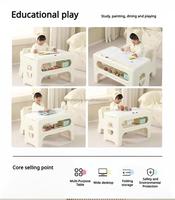 Table d'étude pliable pour enfants VSUCH, idéale pour l'éducation préscolaire à domicile, le dessin, l'apprentissage et l'écriture, avec chaise intégrée