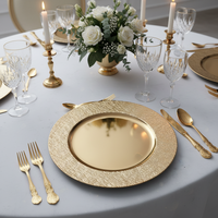 Assiettes de Présentation de Luxe en Plastique PP de 13 Pouces, Vente Directe Usine, Motif Personnalisé, Durables et Réutilisables pour Mariages et Fêtes d'Anniversaire