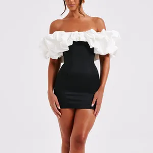 Fabricantes de ropa personalizado de las mujeres de verano Sling Sexy Mini vestido de vacaciones Casual Floral Ruffle Penelope Mini vestido