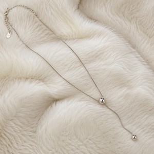 Collares de cadena con cuentas plateadas al por mayor OEM/ODM, joyería minimalista ajustable para mujer - Product Image 3