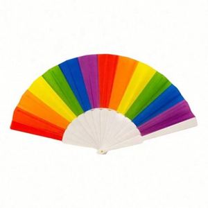 Festival Rave Birthday Party Folding Custom Rainbow White Eco-Friendly Bamboo <b>Hand</b> <b>Fan</b> - Product Image 3