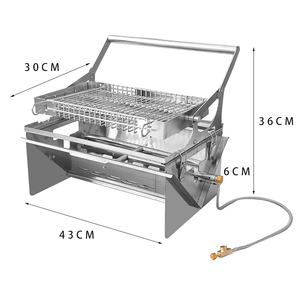 <span class=keywords><strong>Barbecue</strong></span> à <span class=keywords><strong>charbon</strong></span> de bois et à <span class=keywords><strong>gaz</strong></span>, <span class=keywords><strong>barbecue</strong></span> rotatif portable pliable, foyer à <span class=keywords><strong>gaz</strong></span> pour le camping, les barbecues et les pique-niques - Product Image 3