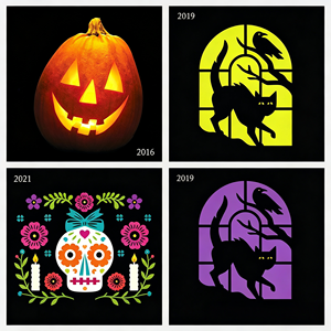 Autocollants de timbres postaux 2019 Spooky Silhouettes Us Forever, 5 feuilles de 100 autocollants, en vrac pour la décoration de fêtes - Product Image 1