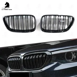 ABS Gloss Black Double Slat Bumper Front Grill For BMW 5 Series G30 2017-2020