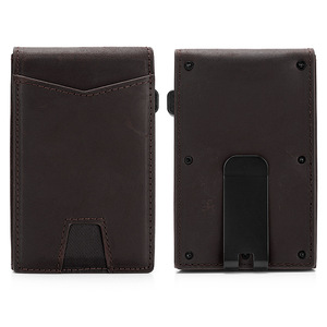 Bi-Fold Leather <b>Wallet</b> Men's Card Holder Black Coffee Color Retro Style With <b>Metal</b> Clip And ID Window - Product Image 5