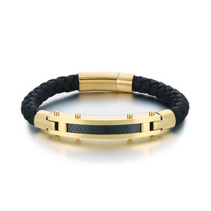 ขายส่งเครื่องประดับสไตล์พังก์สำหรับผู้ชาย สร้อยข้อมือสแตนเลสสตีลถัก สร้อยข้อมือหนัง สำหรับธุรกิจดรอปชิปปิ้ง - Product Image 3