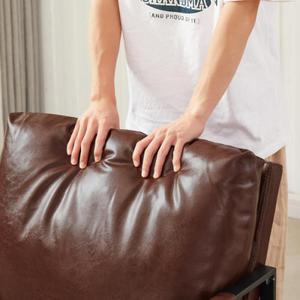 PVC Leather Iron Upholstered <b>Chair</b> with Extra Thick Padded Backrest and Seat Cushion Sofa <b>Chairs</b> for Lounge Living Room Office - Product Image 4