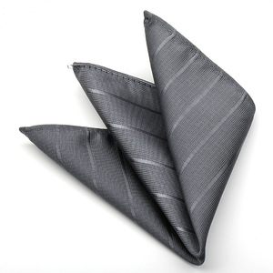 Pañuelo de Bolsillo de Poliéster para Hombre, Diseño Sólido con Rayas Grises y Puntos, Pañuelo de Seda Personalizado para Novios, Bodas, Fiestas, Trajes, Accesorios Tejidos - Product Image 6