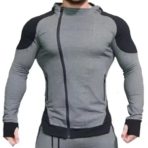 Mode Männer Reiß verschluss Hoodies Langarm Bodybuilding Dünne Hoodies Shirts Turnhallen Slim Fit Wear Compression Clothing