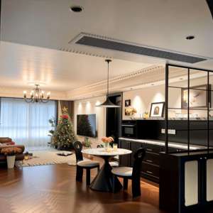 High-End Black Dining <b>Sideboard</b> - <b>Glass</b>-Front Cabinet & LED Lighting, Marble Backsplash + Bar Hub for Modern Luxury Homes - Product Image 2