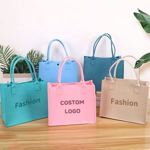 Venta al por mayor de las mujeres de encargo del logotipo de la bolsa de fieltro reutilizable bolsa de almacenamiento de compras - Product Image 6