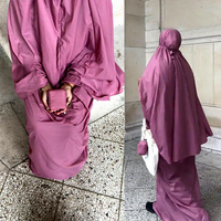 Offre Très Demandée : Robe de Prière Musulmane Légère et Fine Pliable, Ensemble 2 Pièces Couleur Unie Personnalisable, Abaya de Prière Pliante pour Petit Sac