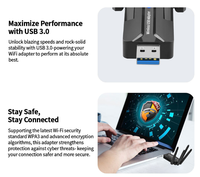Kartu LAN Nirkabel USB 3.0 1800M Tanpa Driver WiFi 6 Dual-Band 5G Penerima Jaringan Gaming Transmitter Tersedia