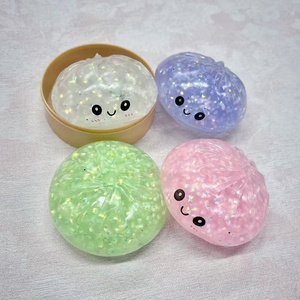 BOTU Boule Squishy Mignonne en Forme de Boulette Vapeur avec Plateau, à Remontée Lente, Jouet Anti-Stress à Pétrir, Jouet Fidget Élastique pour Jeux de Fête et Cadeaux - Product Image 4