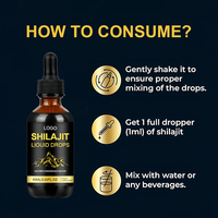 Compléments liquides de résine de Shilajit Hearns Private Label, boissons énergisantes, acide fulvique, minéraux, gouttes premium, certifié GMP 2
