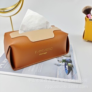 Caja de pañuelos de cuero fantástica para almacenamiento, color verde y naranja, impermeable, multiusos, para uso en el hogar y el coche - Product Image 2