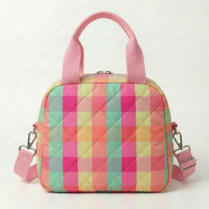 Bolsa de almuerzo acolchada y colorida con correa para el hombro para mujer, bolsa Bento portátil de gran capacidad, estilo bandolera - Product Image 2