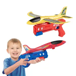 2022 नए आने वाले फेंकने के साथ फोम विमान हवाई जहाज लांचर एक-क्लिक करें इंजेक्शन शूटिंग गुलेल विमान खिलौने बच्चों के लिए बंदूक