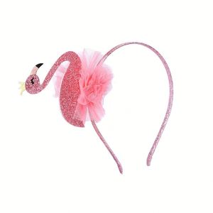 Girl Accessories Kids Baby Pink Flamingo <b>Headbands</b> Wholesales Kids Glitter Lace <b>Headband</b> Sequin Hair Band Party - Product Image 6