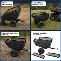 Remorque de transport robuste pour VTT, capacité 1500 lb, caisse en treillis d'acier, utilitaire pour ferme et jardin, à attacher à un quad, avec côtés amovibles