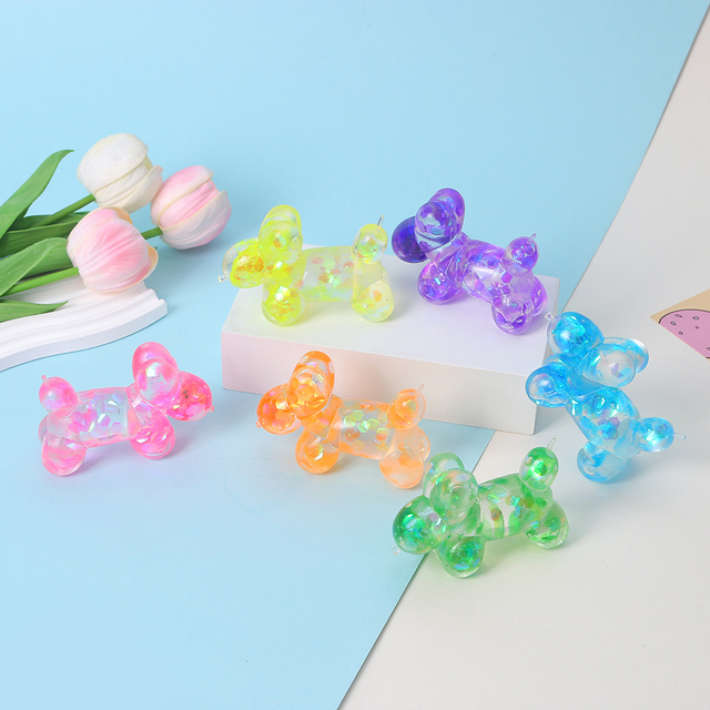 Maltose Balloon Dog Slow Rebound Colorful Maltose Glitter Handheld Device Sensory Stress Fidget Toys Squishy Capsule Toy