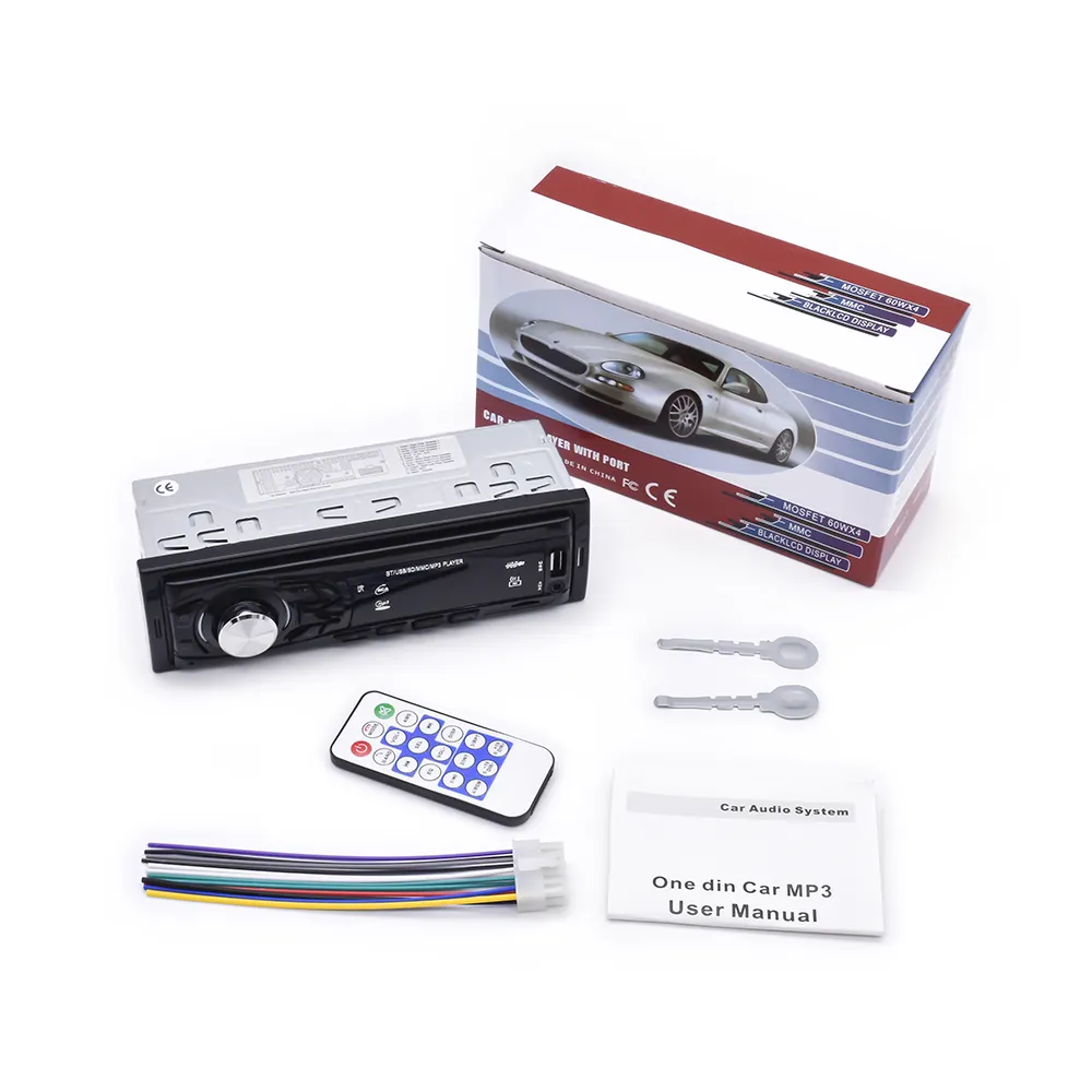 Estéreo multimídia para carro com controle remoto sem fio MP3 player estéreo para carro de venda quente