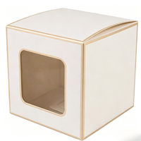 Boîte cadeau rigide en papier kraft avec fenêtre et gaufrage pour petits jouets, poupées et tasses, emballage carré transparent en PVC