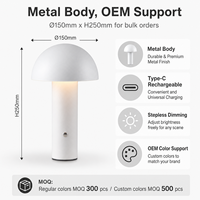 Lampe de table en métal rechargeable en forme de champignon, sans fil, à intensité variable, LED, pour hôtel, restaurant, café, chevet