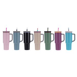 Vaso Térmico de 40oz con Asa y Popote, Aislamiento al Vacío de Doble Pared con Recubrimiento en Polvo, Taza de Viaje de Acero Inoxidable para Coche, Logotipo Personalizado - Product Image 1