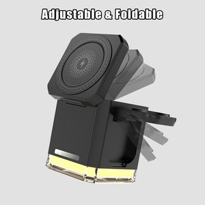 <span class=keywords><strong>Veilleuse</strong></span> avec chargeur sans fil magnétique 3 en 1, station de charge rapide 15W, support pliable avec lampe LED et support pour téléphone - Product Image 2