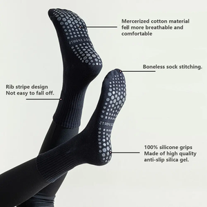 उच्च गुणवत्ता वाले इलास्टिसिटी रेलेडी क्रू योग मोजे कपास लुभावनी नरम गैर-पर्ची बैलेट मोजे ग्रिप के साथ मोजे - Product Image 3