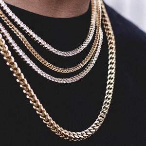 <span class=keywords><strong>Gioielli</strong></span> Hip Hop moda 3mm acciaio inox oro <span class=keywords><strong>Franco</strong></span> catena collana - Product Image 2