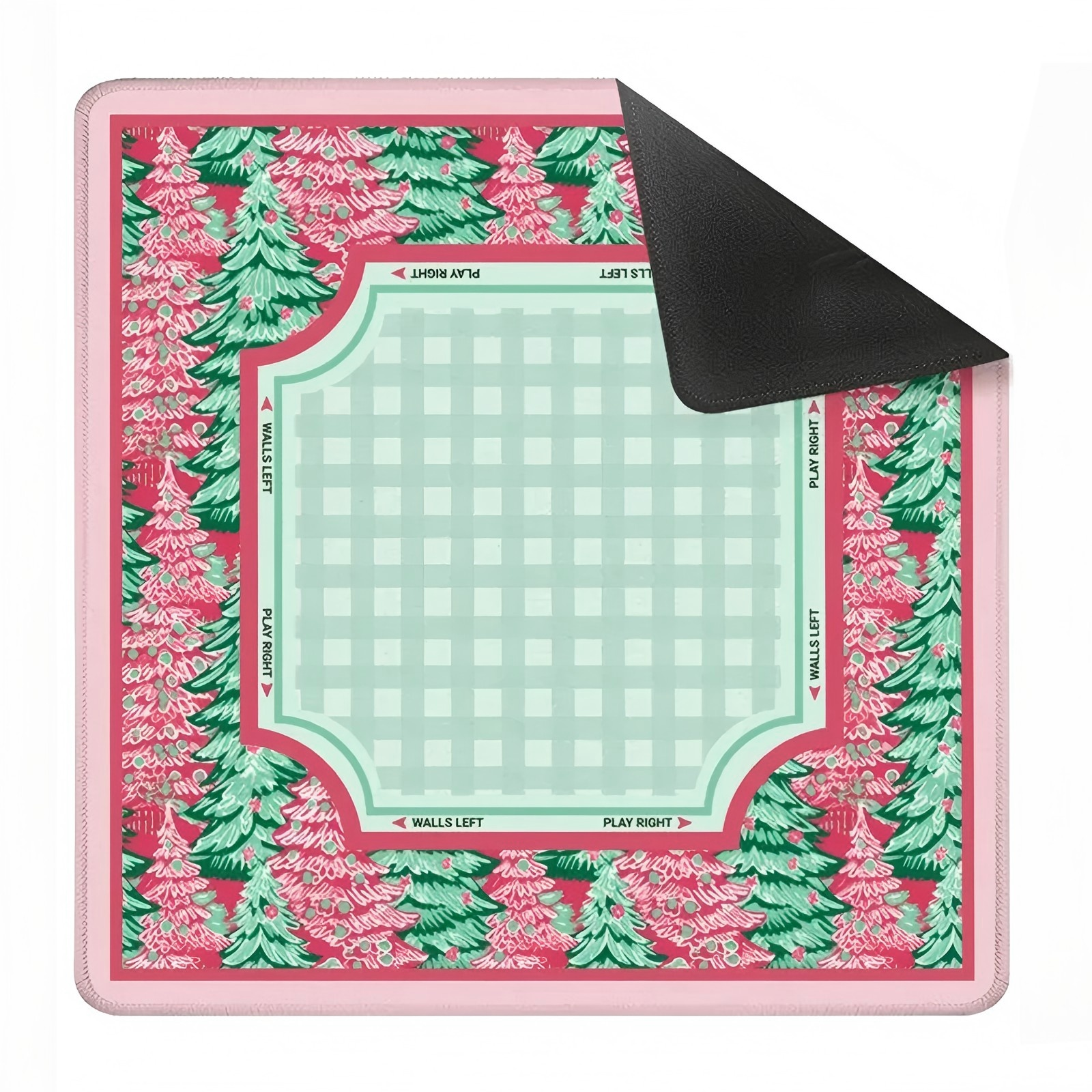 Festive Pink Green Tree Mahjong Mat