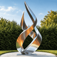 Sculpture abstraite en acier inoxydable poli miroir pour jardin, cour, villa et installation artistique extérieure