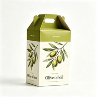 Boîte d'emballage en papier pliable personnalisée de haute qualité, boîte avec fenêtre transparente en PVC, boîtes cadeaux pour bouteilles d'huile d'olive avec poignée découpée