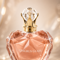 Flacon de parfum en verre vide en forme de cœur avec bouchon couronne facetté pour l'emballage de parfums