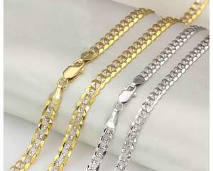 18k纯金链4毫米5毫米6毫米女男士项链奢华珠宝厚长古巴链24英寸 - Product Image 4