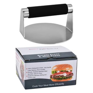 2025 주방 가제트 수동 스테인레스 스틸 고기 패티 금형 스매시 버거 프레스 비 스틱 핸들 - Product Image 1