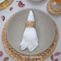 Anneau de serviette tressé artisanal en paille écologique style bohème pour décoration de table, idéal pour mariage (OEM)